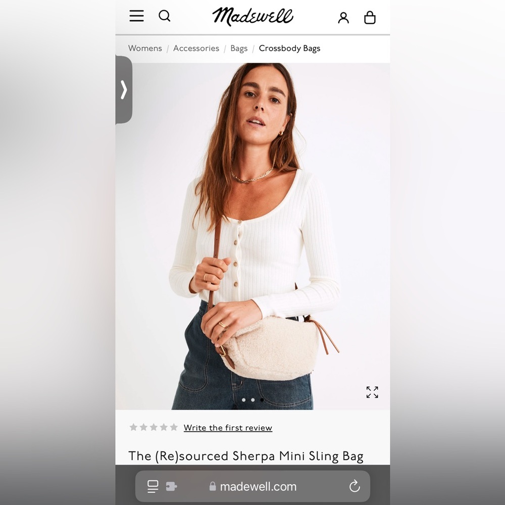 Madewell Cream Sherpa Sling Bag